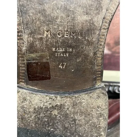 M Gemi Mens Boots Size 14 Brown Leather Cap Toe Lace Up Lug Sole EU 47 - Picture 11 of 11